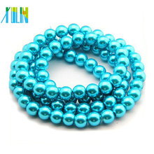 Perlas sueltas redondas checas de 8 mm perlas de vidrio de color aguamarina